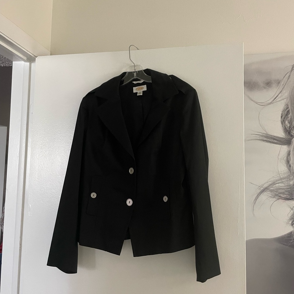 TALBETS Classic  Black Women's Blazer in size 12 fits 10. cotton spandex.